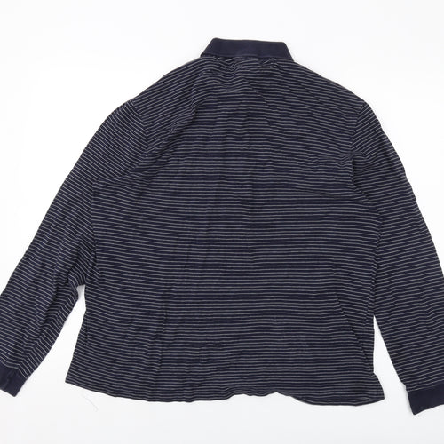Lacoste Mens Blue Striped Cotton Polo Size XL Collared Button
