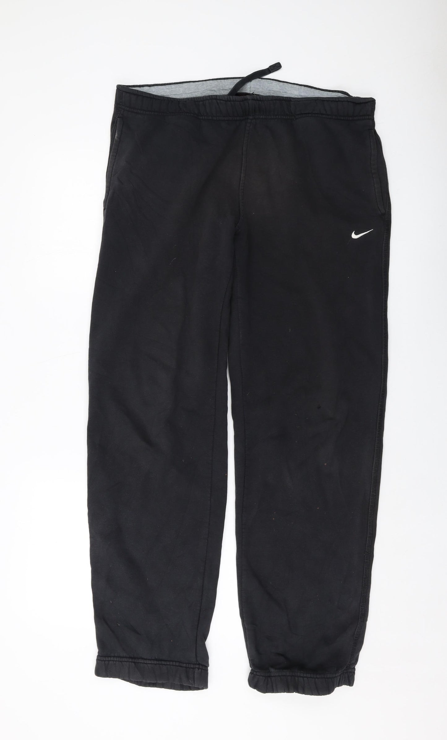 Nike Mens Black Cotton Trousers Size M L31 in Regular Drawstring