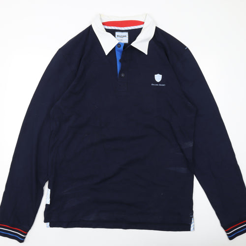 Racing Rugby Mens Blue Cotton Polo Size 4XL Collared Pullover