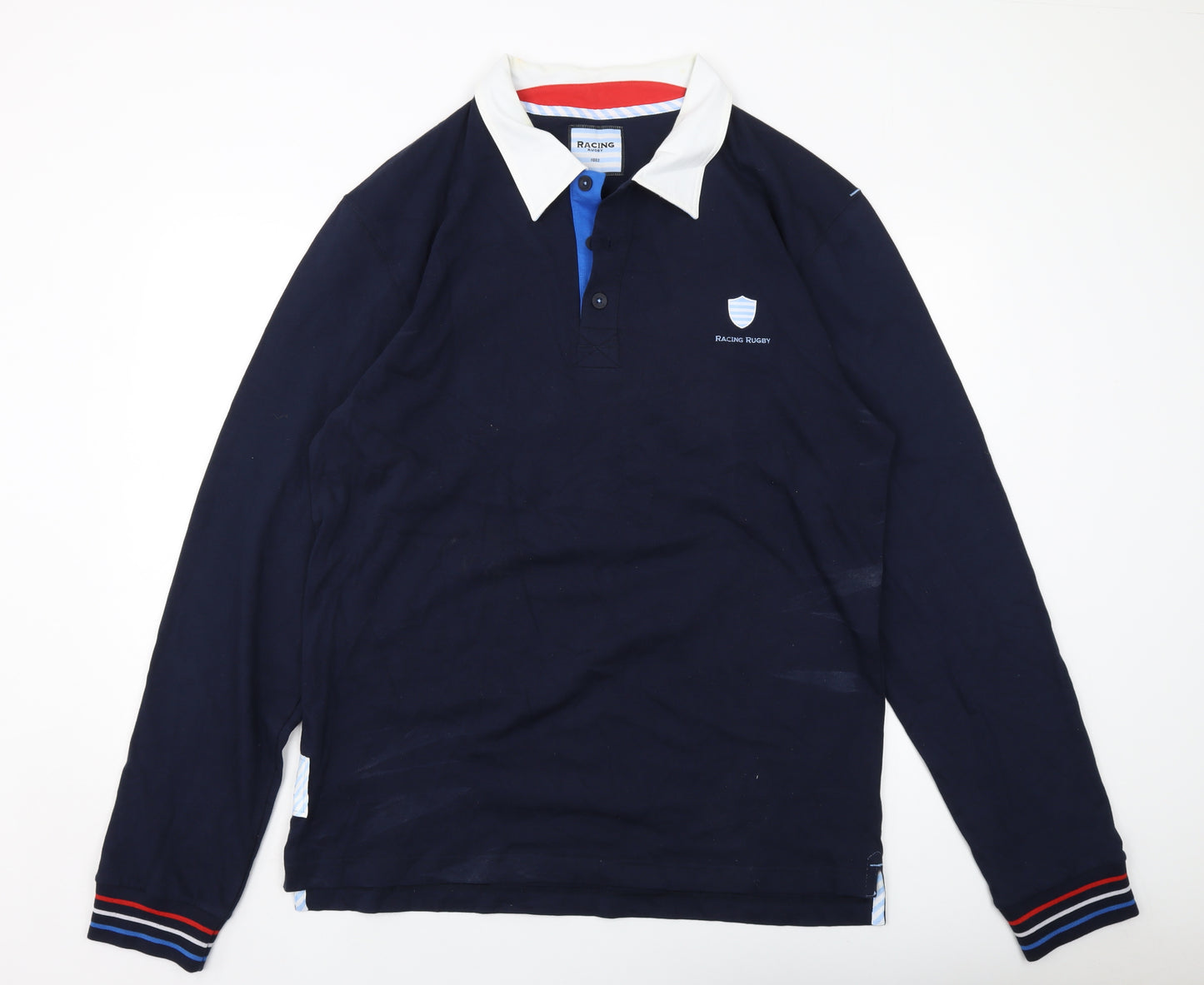 Racing Rugby Mens Blue Cotton Polo Size 4XL Collared Pullover