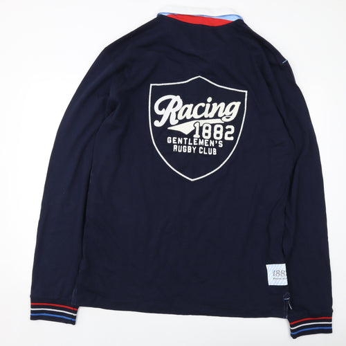 Racing Rugby Mens Blue Cotton Polo Size 4XL Collared Pullover