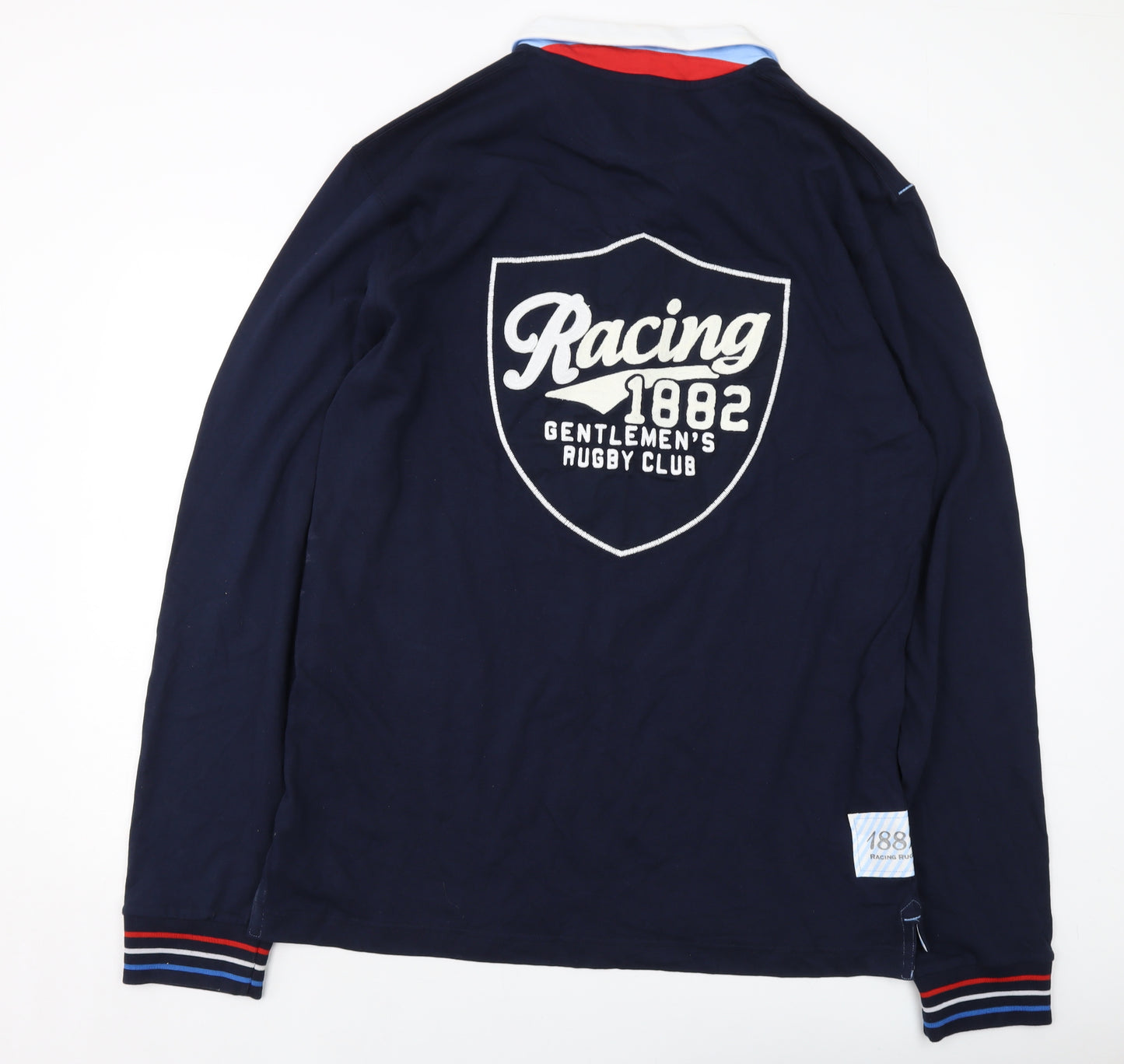 Racing Rugby Mens Blue Cotton Polo Size 4XL Collared Pullover