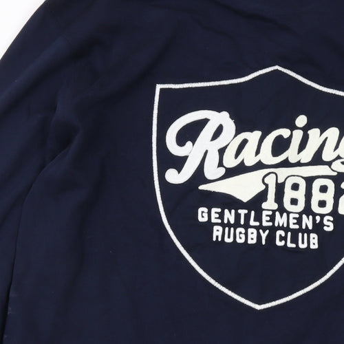 Racing Rugby Mens Blue Cotton Polo Size 4XL Collared Pullover