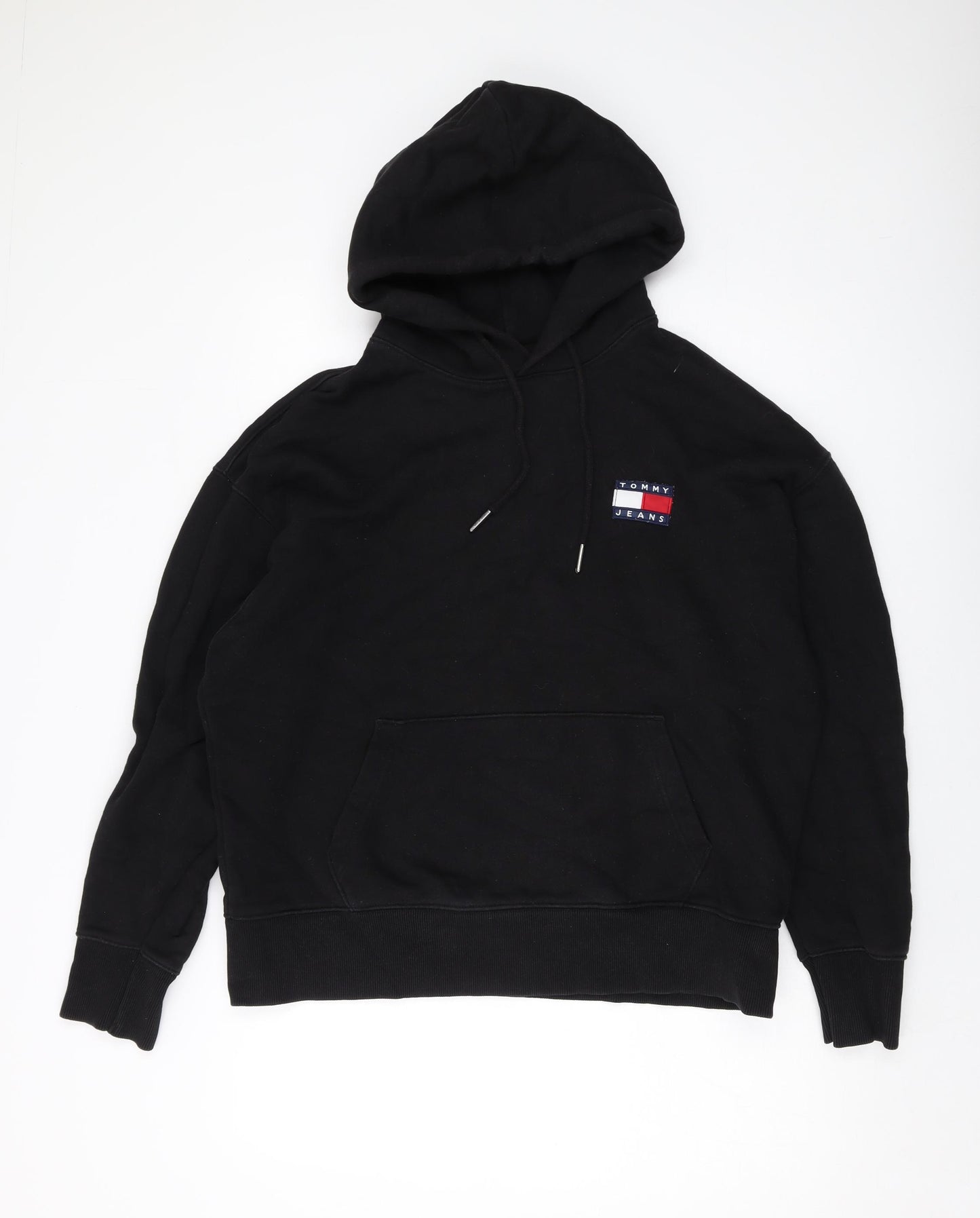 Tommy Hilfiger Mens Black Cotton Pullover Hoodie Size L