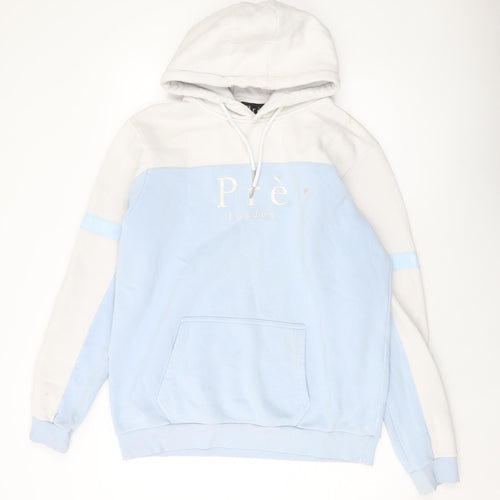 PRE London Mens Blue Cotton Pullover Hoodie Size L