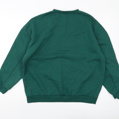 Boohoo Womens Green Cotton Pullover Sweatshirt Size M Pullover - Santa Monica