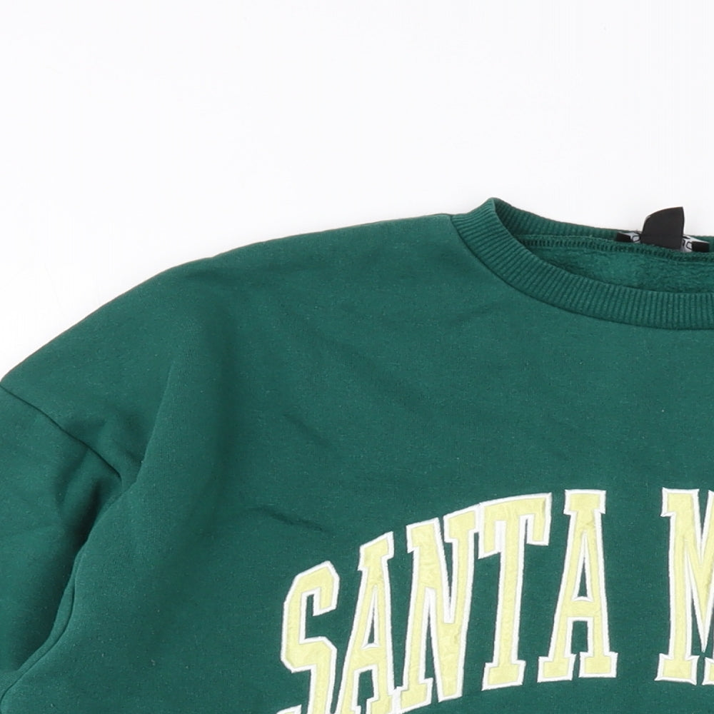 Boohoo Womens Green Cotton Pullover Sweatshirt Size M Pullover - Santa Monica