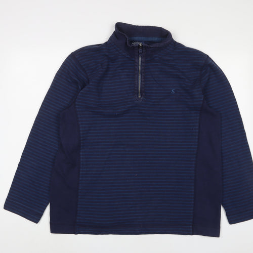 Joules Mens Blue Striped Cotton Pullover Sweatshirt Size L - Logo, Embroidered