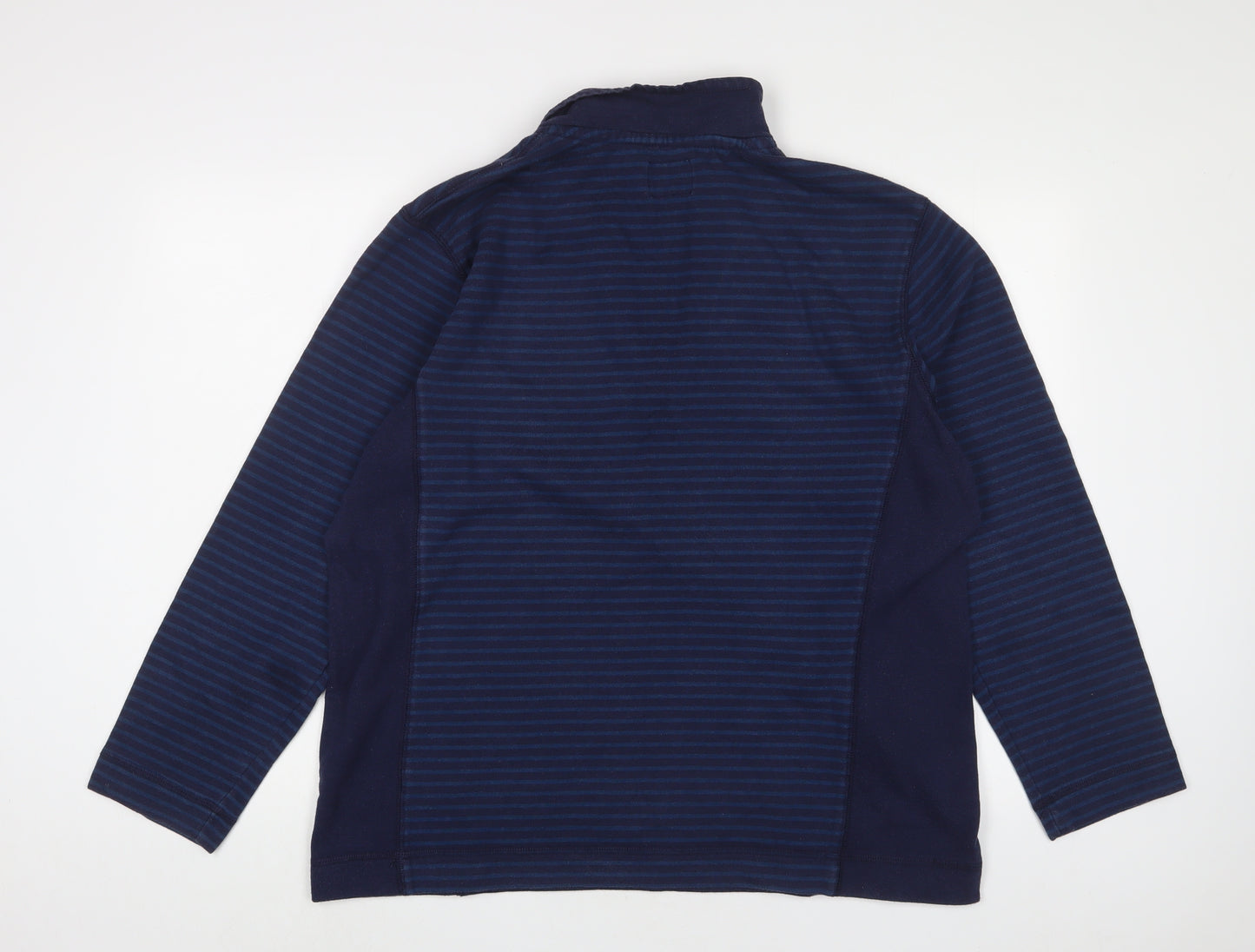Joules Mens Blue Striped Cotton Pullover Sweatshirt Size L - Logo, Embroidered