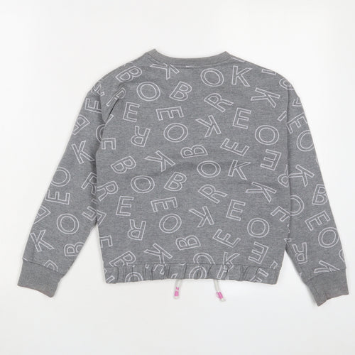 Reebok Girls Grey Geometric Cotton Pullover Sweatshirt Size 10-11 Years Pullover - Logo