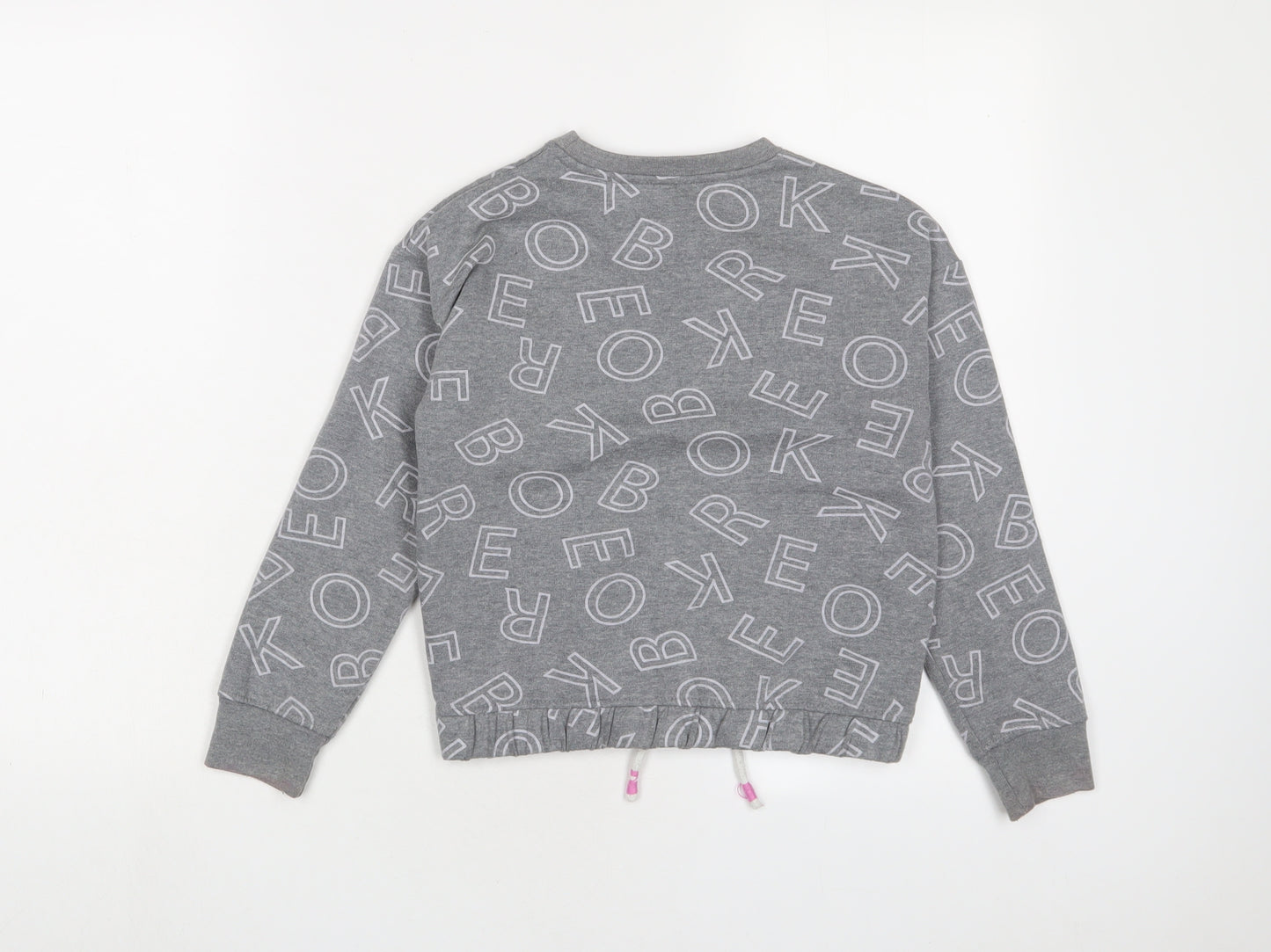 Reebok Girls Grey Geometric Cotton Pullover Sweatshirt Size 10-11 Years Pullover - Logo