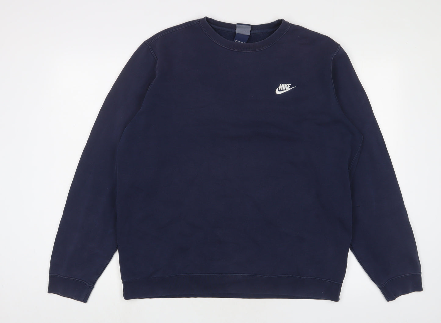 Nike Mens Blue Cotton Pullover Sweatshirt Size L