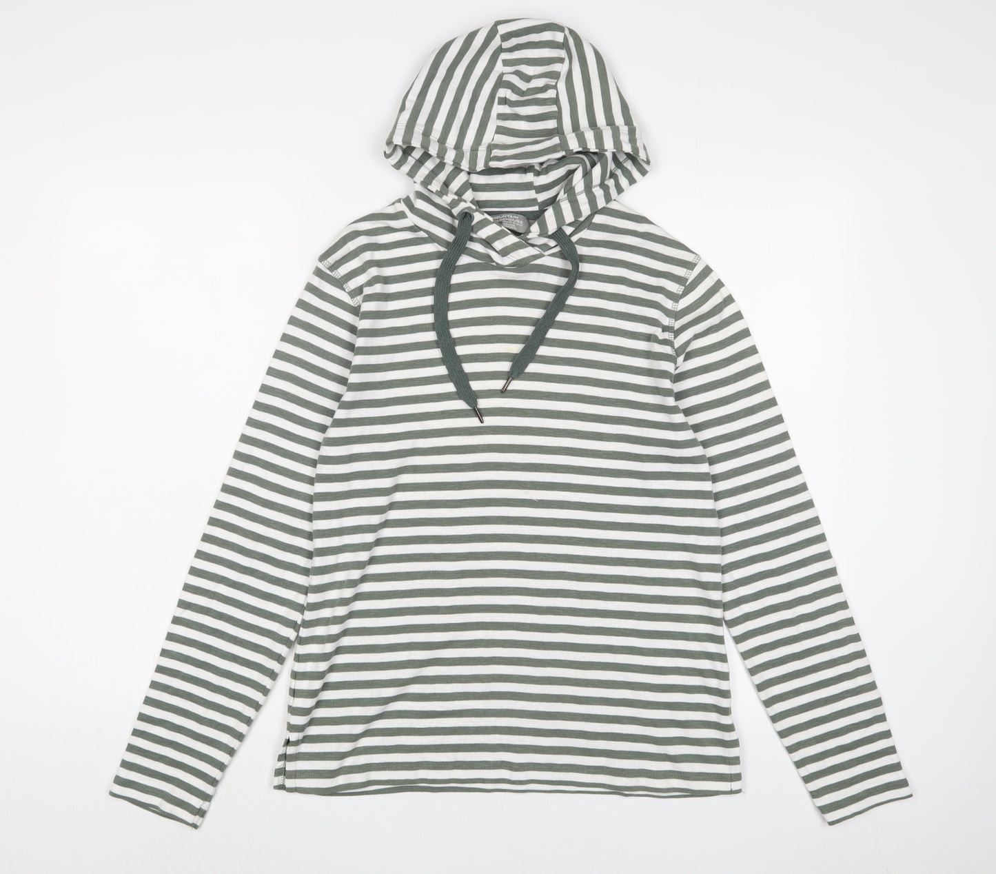 Mountain Warehouse Womens Green Striped Cotton Pullover Hoodie Size S Pullover