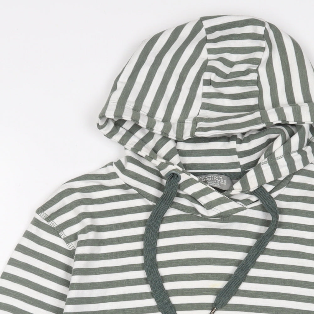 Mountain Warehouse Womens Green Striped Cotton Pullover Hoodie Size S Pullover