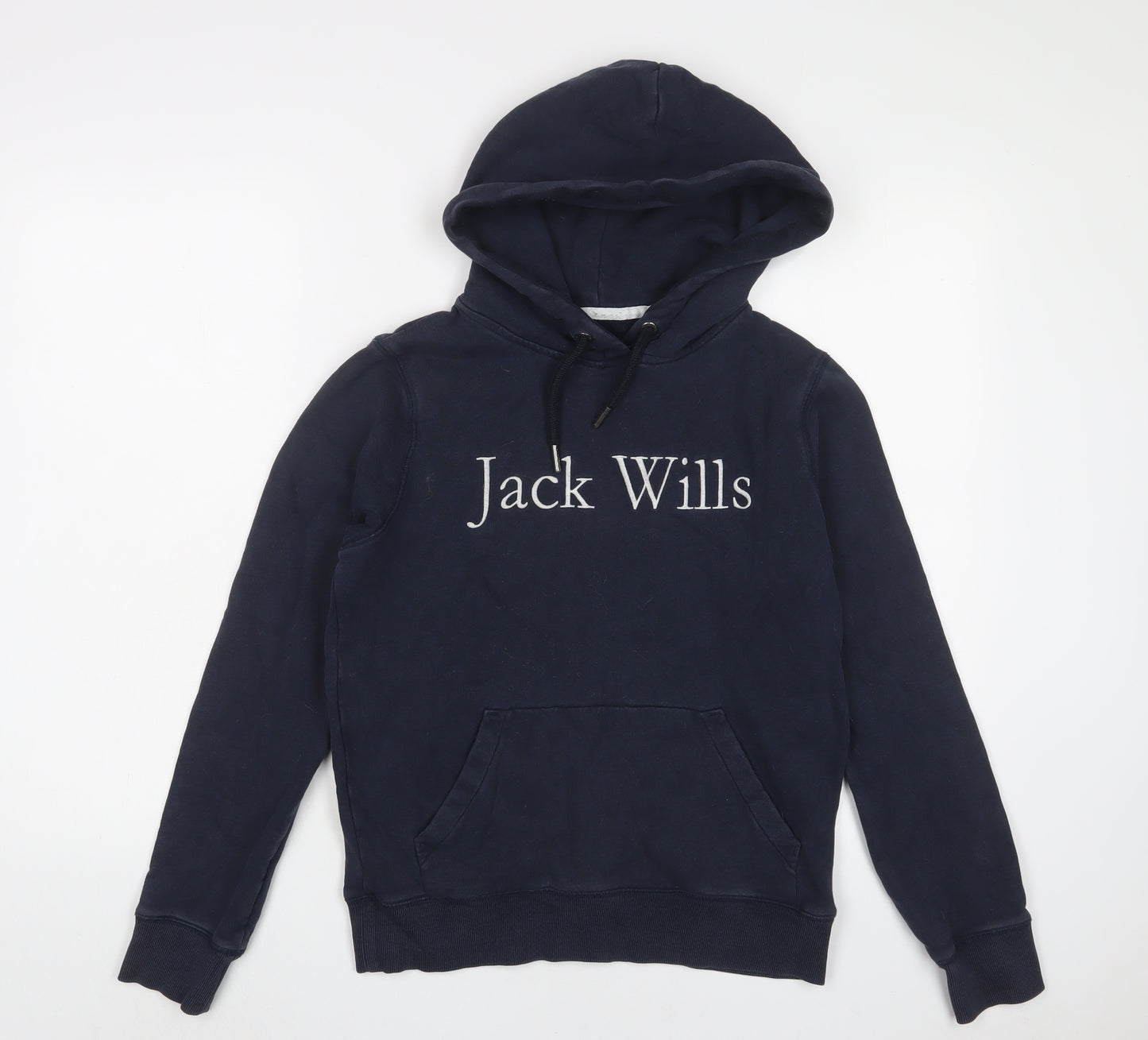 Jack Wills Womens Blue Cotton Pullover Hoodie Size 8 Pullover - Logo, Embroidered