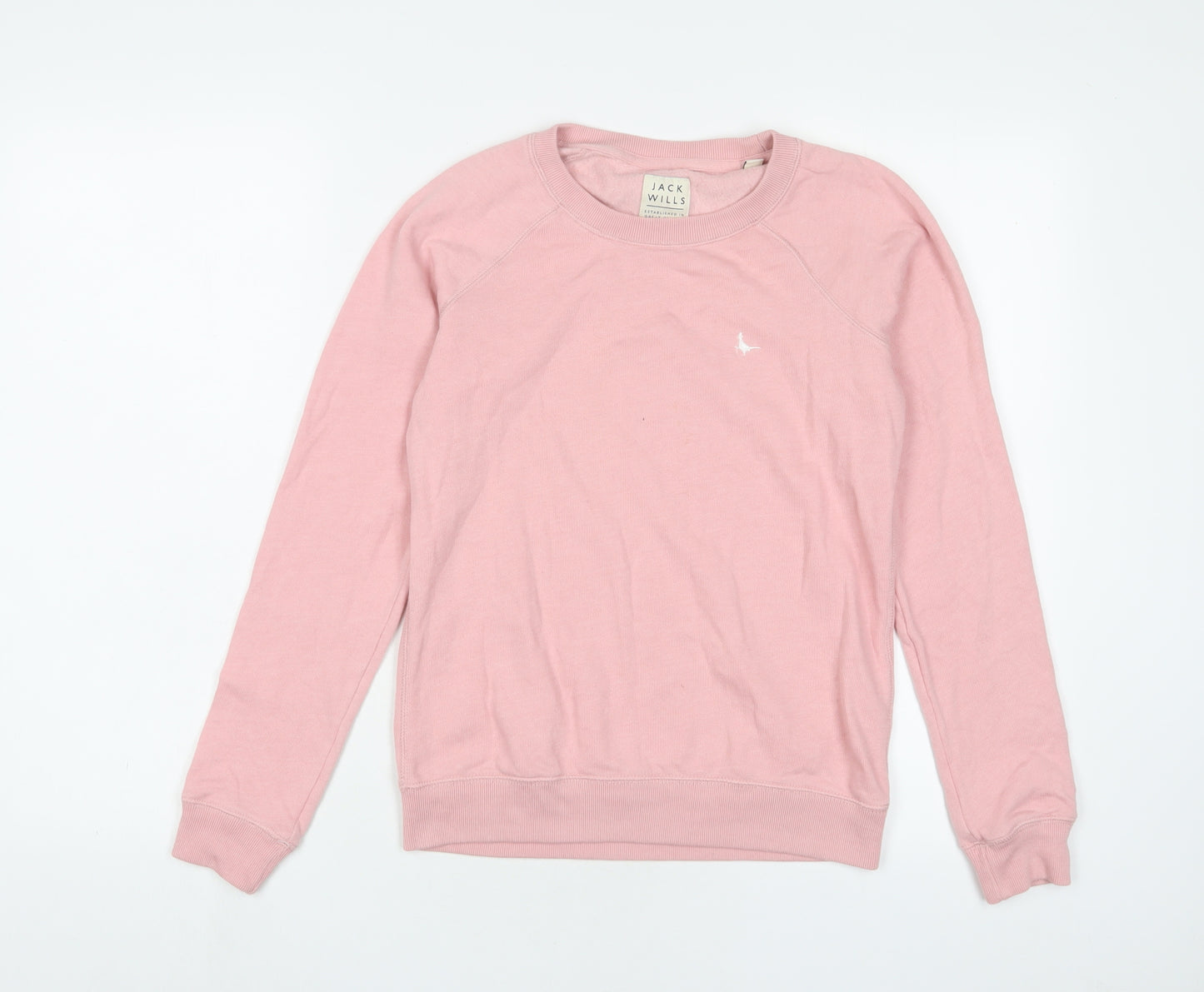 Jack Wills Womens Pink Cotton Pullover Sweatshirt Size 8 Pullover - Logo, Embroidered