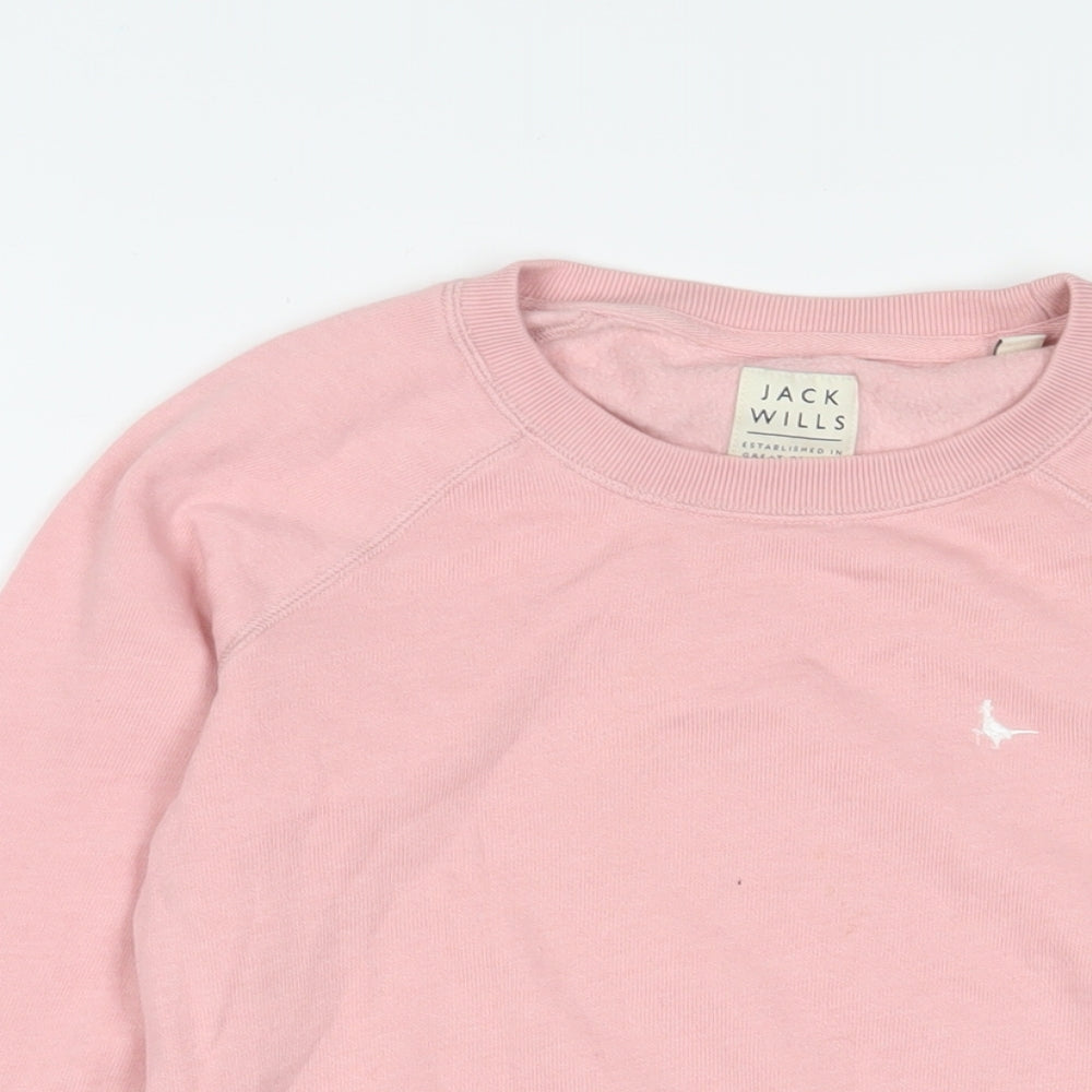 Jack Wills Womens Pink Cotton Pullover Sweatshirt Size 8 Pullover - Logo, Embroidered