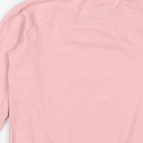 Jack Wills Womens Pink Cotton Pullover Sweatshirt Size 8 Pullover - Logo, Embroidered