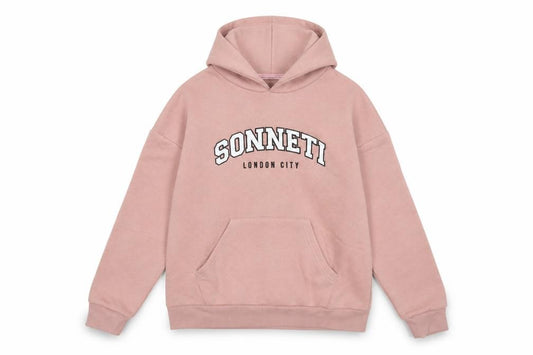 SONNE Girls Pink Cotton Pullover Hoodie Size 13-14 Years Pullover - Logo, Embroidered
