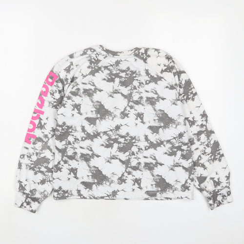Reebok Girls Grey Geometric Cotton Pullover Sweatshirt Size 13-14 Years Pullover