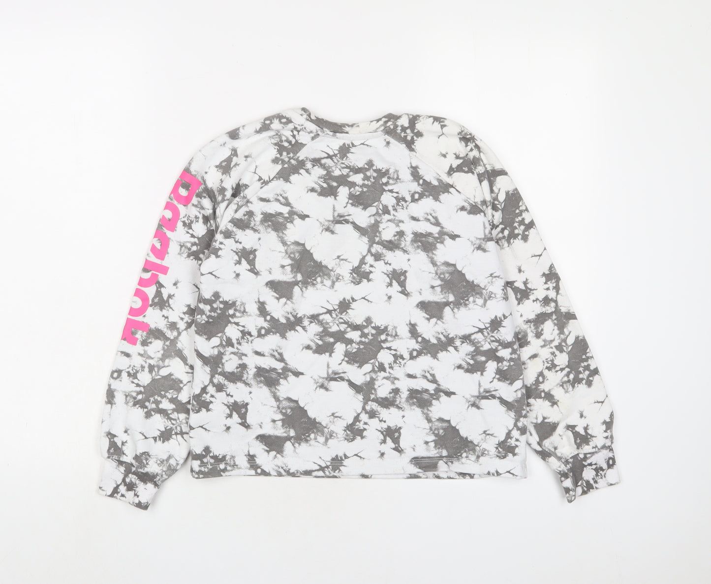 Reebok Girls Grey Geometric Cotton Pullover Sweatshirt Size 13-14 Years Pullover