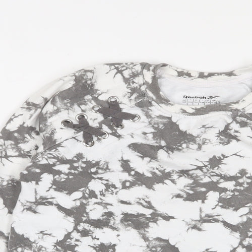 Reebok Girls Grey Geometric Cotton Pullover Sweatshirt Size 13-14 Years Pullover