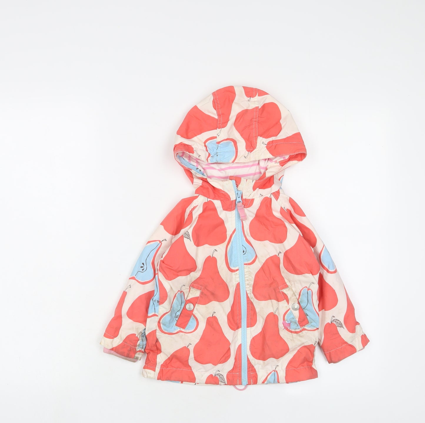 Mini Boden Girls Red Geometric Jacket Coat Size 2 Years Zip