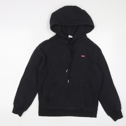 Levi's Womens Black Cotton Pullover Hoodie Size 2XS Pullover - Logo, Embroidered