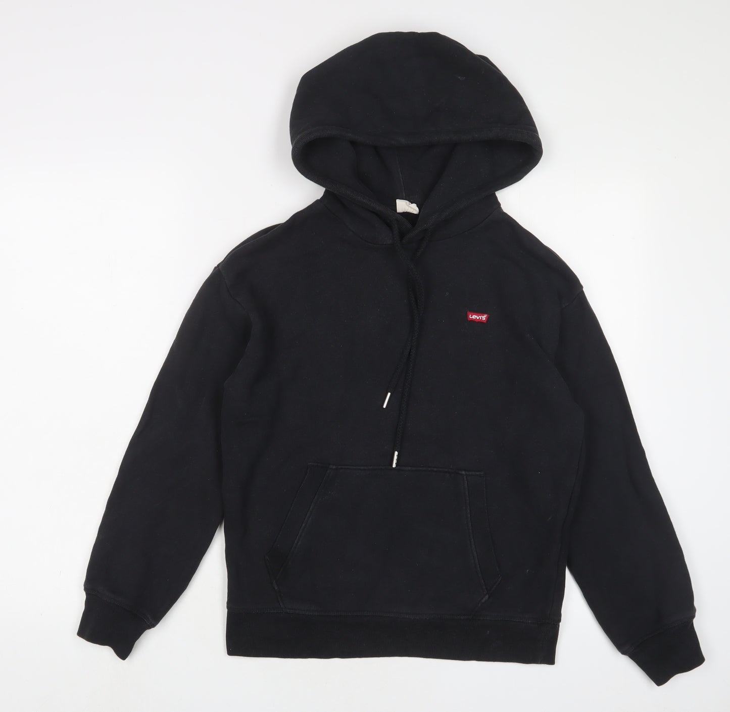 Levi's Womens Black Cotton Pullover Hoodie Size 2XS Pullover - Logo, Embroidered