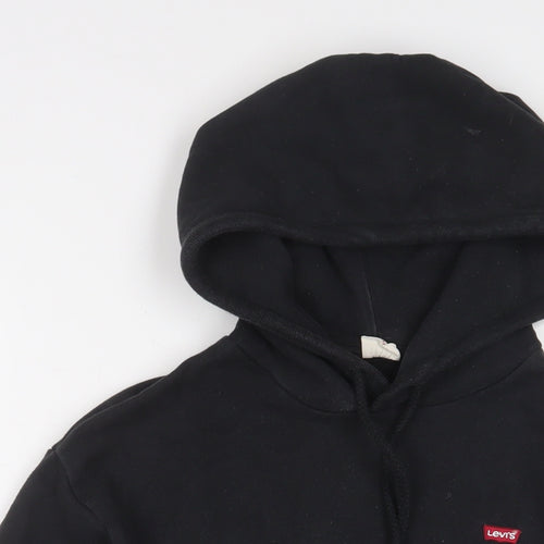 Levi's Womens Black Cotton Pullover Hoodie Size 2XS Pullover - Logo, Embroidered