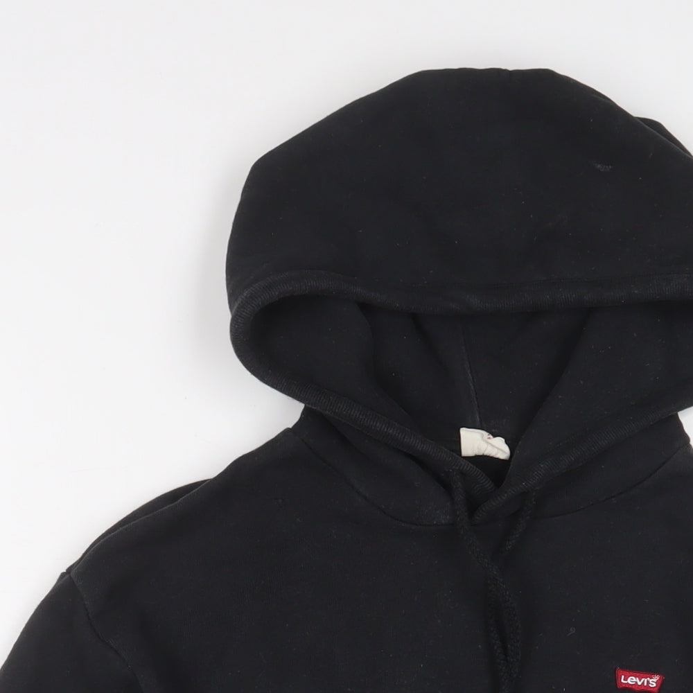 Levi's Womens Black Cotton Pullover Hoodie Size 2XS Pullover - Logo, Embroidered