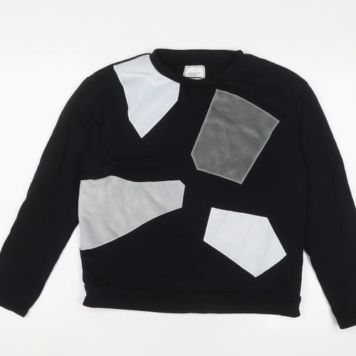 Chocoolate Womens Black Cotton Pullover Sweatshirt Size S Pullover