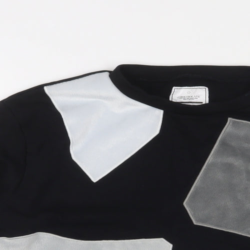 Chocoolate Womens Black Cotton Pullover Sweatshirt Size S Pullover