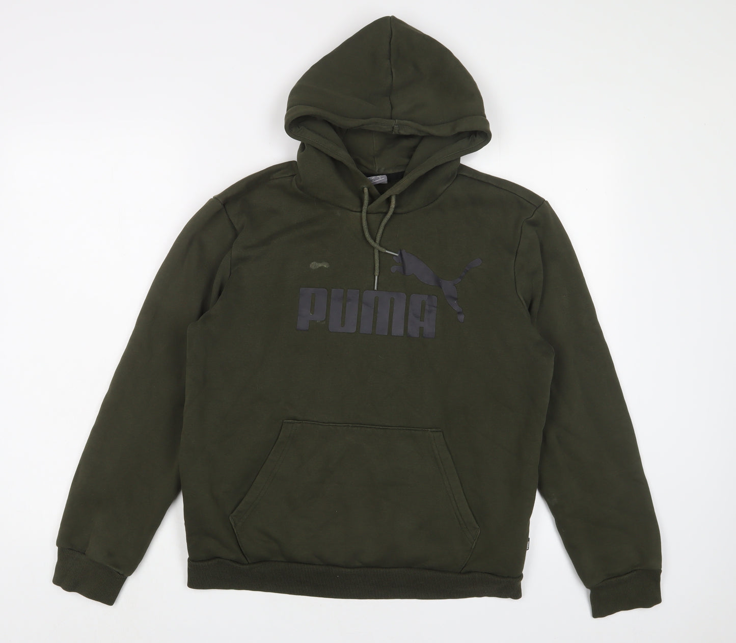 PUMA Mens Green Cotton Pullover Hoodie Size S - Logo
