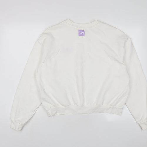 Lee X H&M Womens White Cotton Pullover Sweatshirt Size L Pullover - Embroidered