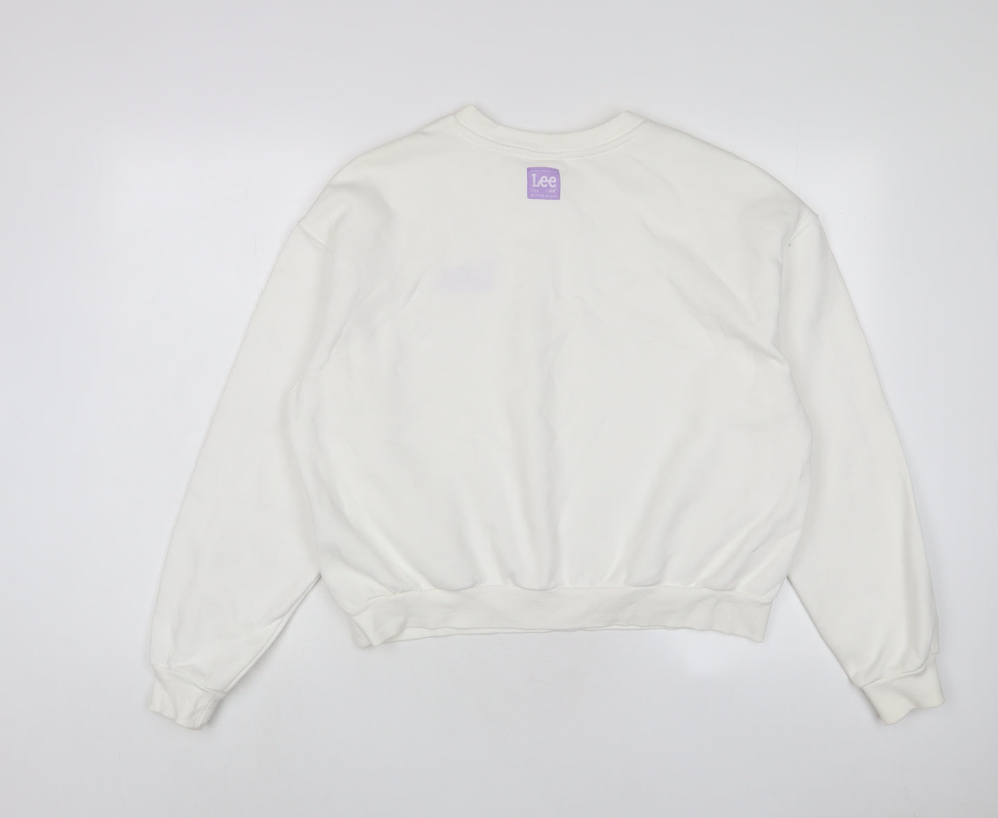 Lee X H&M Womens White Cotton Pullover Sweatshirt Size L Pullover - Embroidered