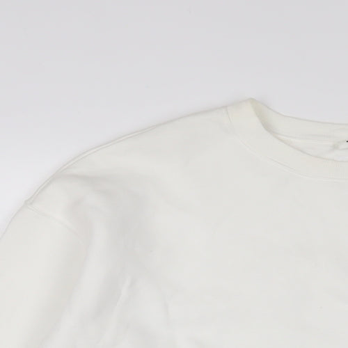 Lee X H&M Womens White Cotton Pullover Sweatshirt Size L Pullover - Embroidered