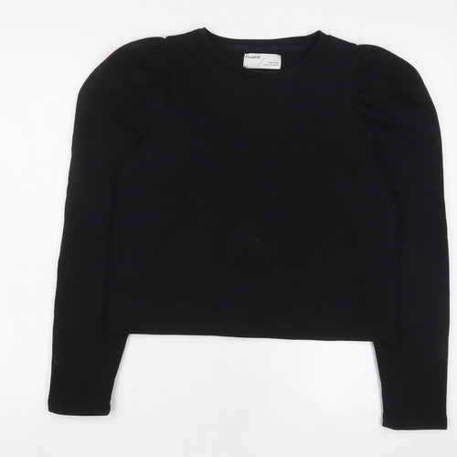 Pull&Bear Womens Black Cotton Pullover Sweatshirt Size S Pullover