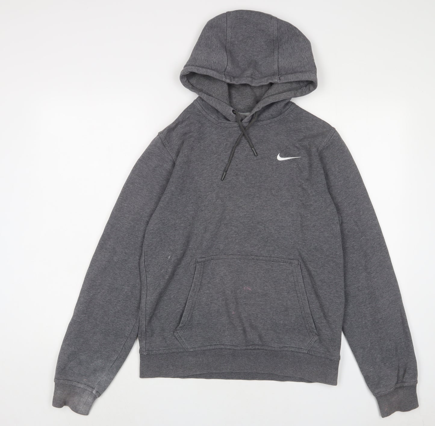Nike Mens Grey Cotton Pullover Hoodie Size S - Logo, Embroidered