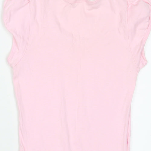 Disney Womens Pink Cotton Basic T-Shirt Size 10 Scoop Neck - Tinkerbell