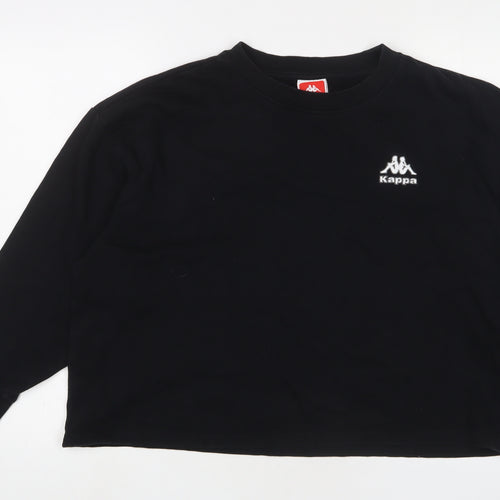 Kappa Womens Black Cotton Pullover Sweatshirt Size L Pullover - Logo, Embroidered