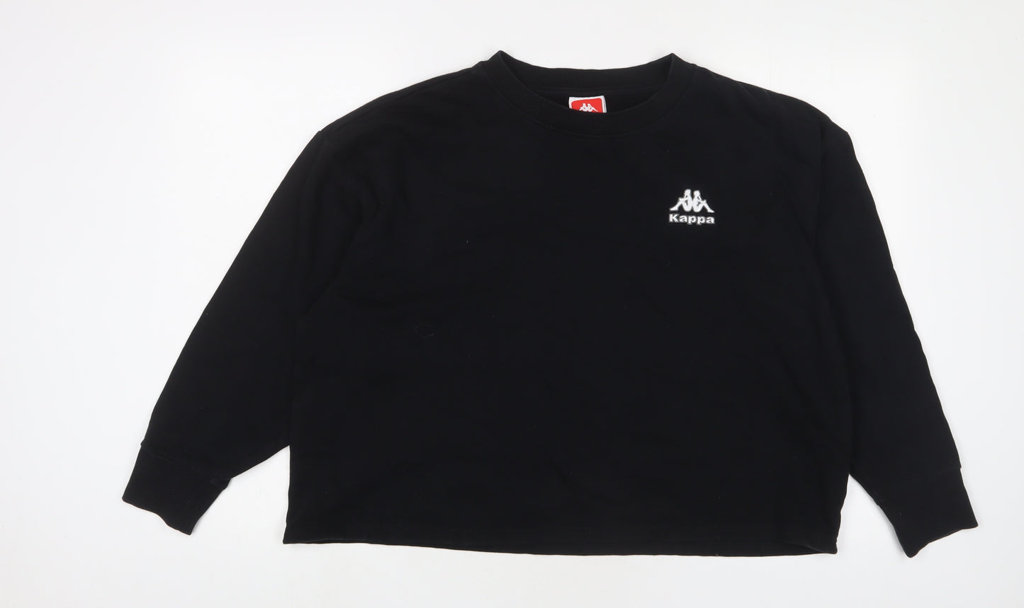 Kappa Womens Black Cotton Pullover Sweatshirt Size L Pullover - Logo, Embroidered