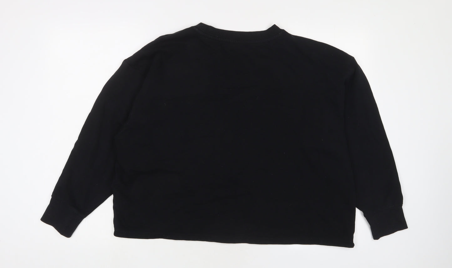 Kappa Womens Black Cotton Pullover Sweatshirt Size L Pullover - Logo, Embroidered