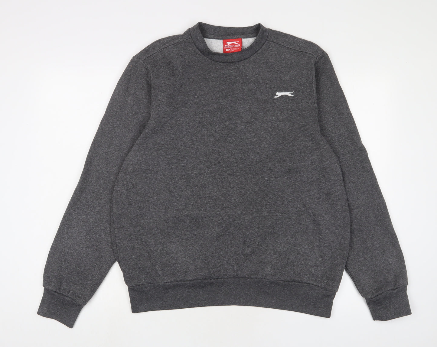 Slazenger Mens Grey Cotton Pullover Sweatshirt Size M - Logo, Embroidered