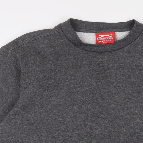 Slazenger Mens Grey Cotton Pullover Sweatshirt Size M - Logo, Embroidered