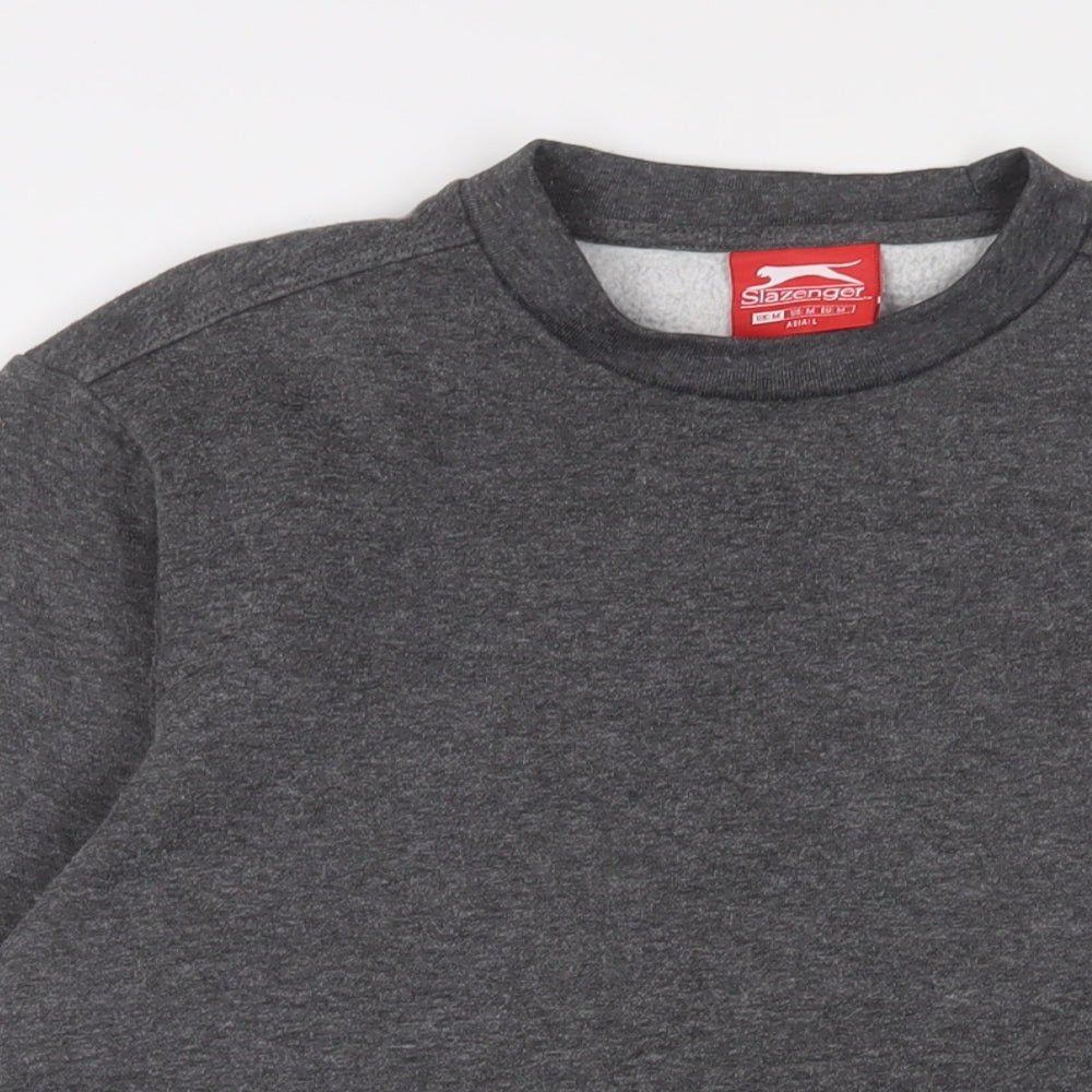 Slazenger Mens Grey Cotton Pullover Sweatshirt Size M - Logo, Embroidered