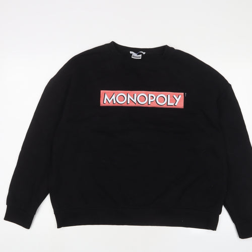 Zara Womens Black Cotton Pullover Sweatshirt Size M Pullover - Monopoly