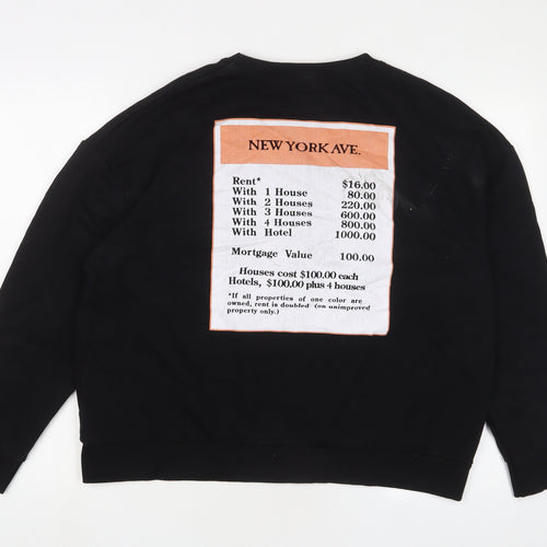 Zara Womens Black Cotton Pullover Sweatshirt Size M Pullover - Monopoly