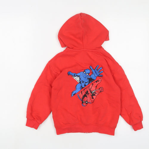 Marks and Spencer Boys Red Cotton Full Zip Hoodie Size 6-7 Years Zip - Spiderman
