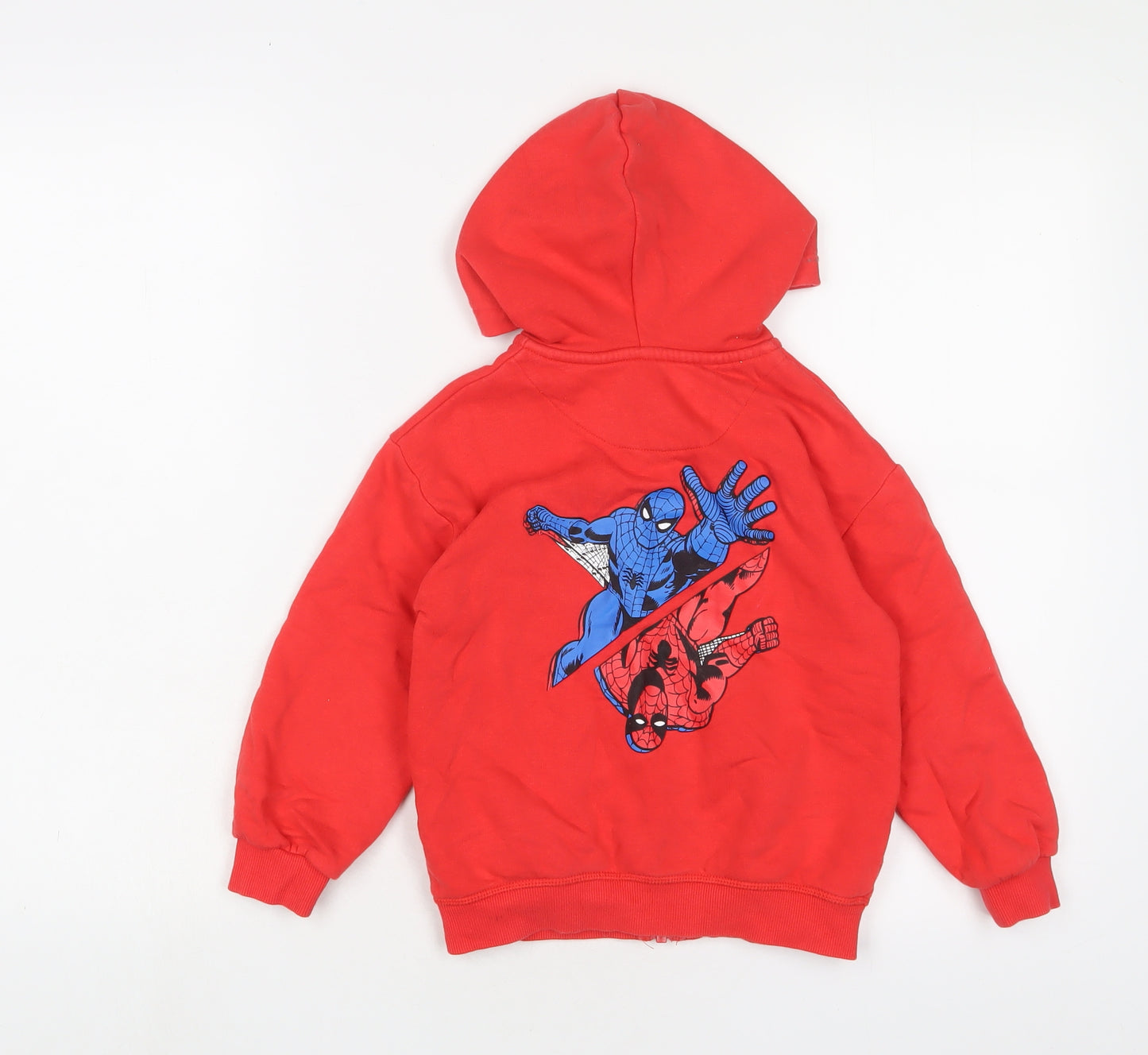 Marks and Spencer Boys Red Cotton Full Zip Hoodie Size 6-7 Years Zip - Spiderman